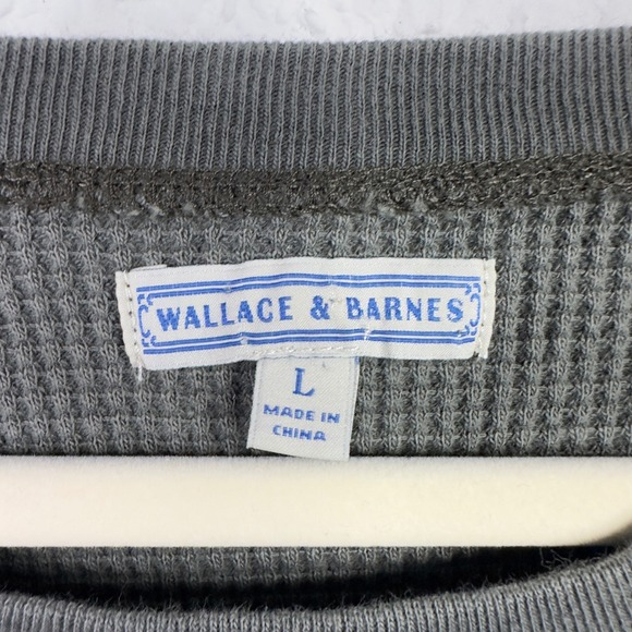 Wallace & Barnes Waffle Knit Shirt Mens L Grey Long Sleeve Crew Thermal Grunge - Picture 5 of 10